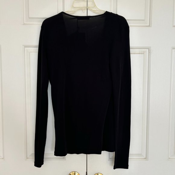 BEYMEN Black Deep V-Neck Long Sleeve Blouse, New with Tags - Picture 3 of 3